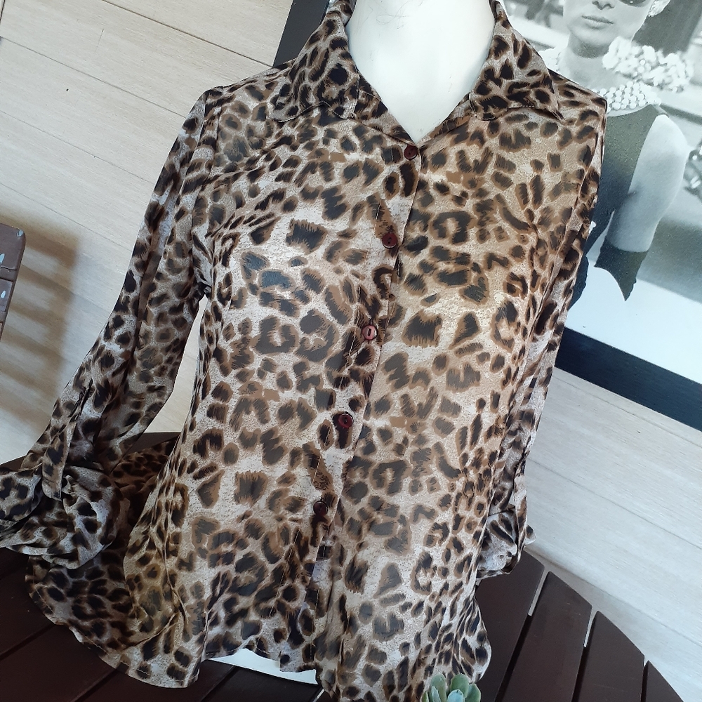 Marisol Leopard Print Blouse Size Medium